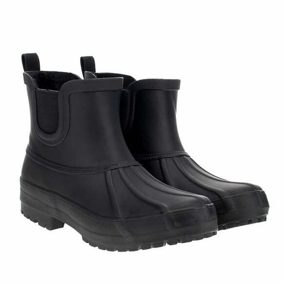 Chooka Winter Waterproof Rubber Plush Chelsea  Rain Boots Black Lined 6 7 8 9 - Picture 3 of 9